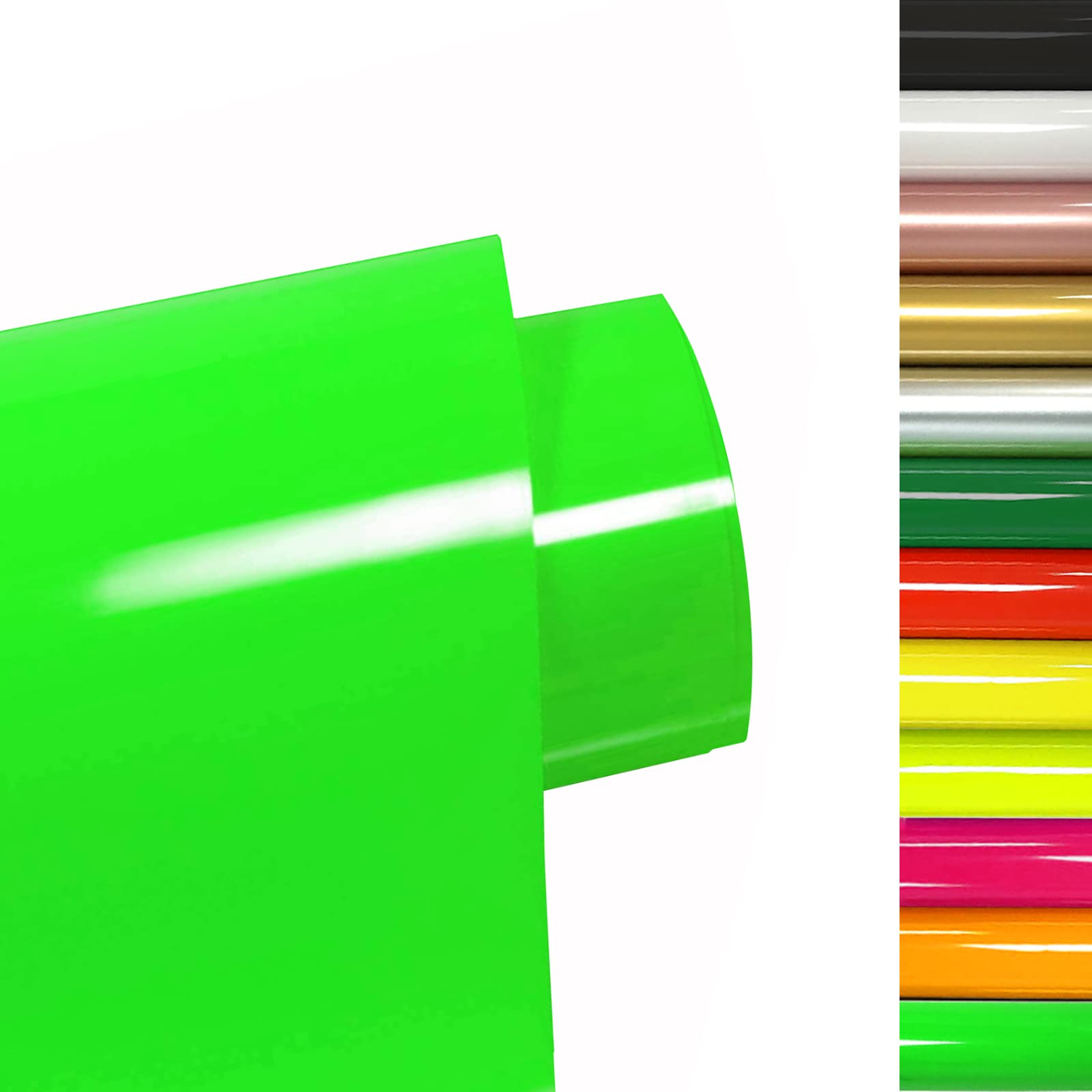 FOSER Heat Transfer Vinyl, 12" × 9.8ft Vinyl Roll, Textile Iron-On Transfer Foil for DIY T-shirts, Fabric (Fluorescent Green)