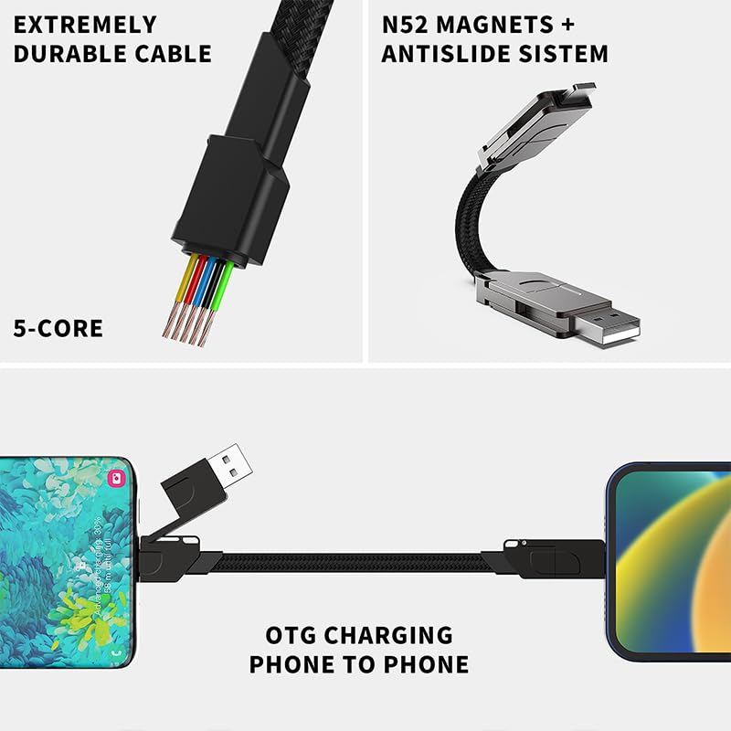 Omana 4-in-1 Multi Charger Cable USB Keychain - Image 4