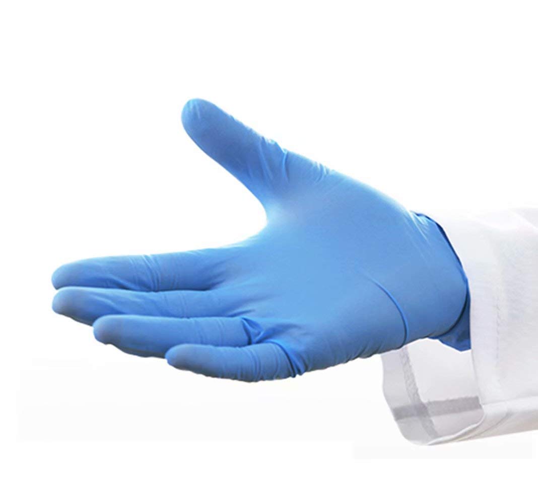 Disposable Nitrile Gloves Rubber Latex Free,Medical Examination Grade,Non Sterile,Ambidextrous - Soft with Textured Tips - Cool Blue,100 Piece,L