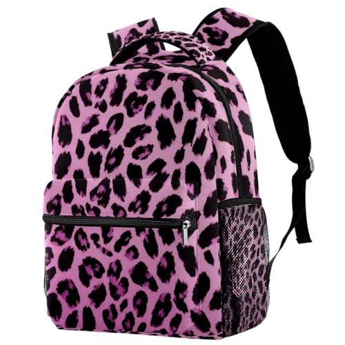 Sac à dos de voyage Campus violet foncé motif léopard avec porte-bouteille taille unique