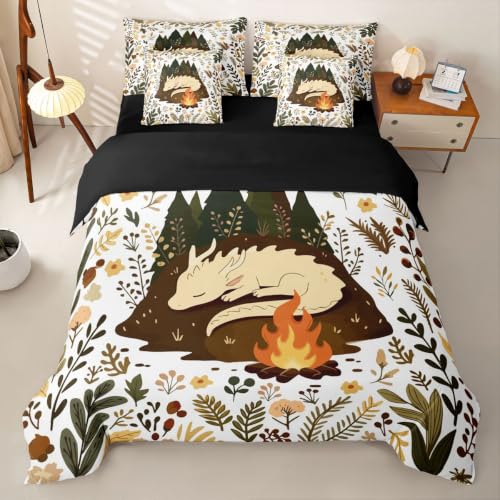 Loussiesd Juego de funda de edredón vintage con sábanas, 7 piezas, tamaño Super King, bonita cama de dragón en una bolsa, para niños y niñas, decoración de dormitorio, transpirable, suave y ligera