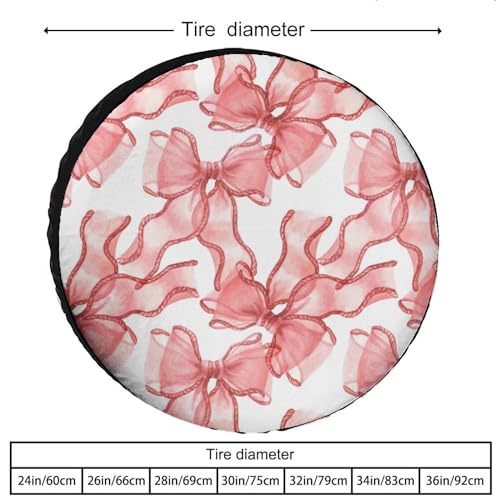 Image of Watercolor Pink Bows Spare Tire Cover Wheel Tyre Covers Travel Trailers Protectors Weatherproof Dust-Proof for Camper Trailer Truck Rv Universal 36inch