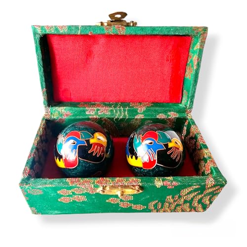 SabelAX Bolas Baoding de la Salud para Ejercicio de Dedos y Mano, Alivio del Estrés, Meditación, Relajación, Antiestres, Feng Shui (Luna)