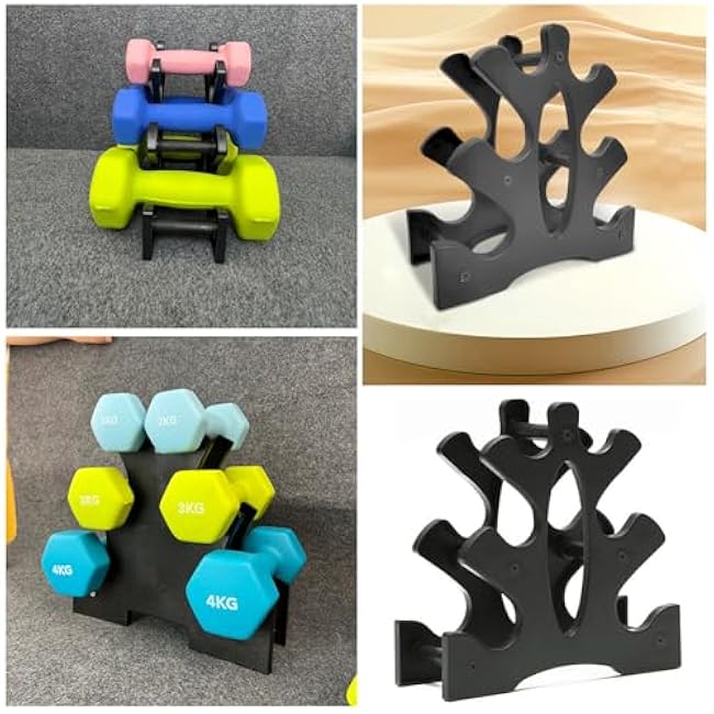 Neoprene Dumbbell Rack Hand Weights Bracket Display Storage Stand Organizer Lightweight Plastic Assemble 6 Position Holder for Hand Weight Dumbbells 1LB-15LBS Gym Fitness