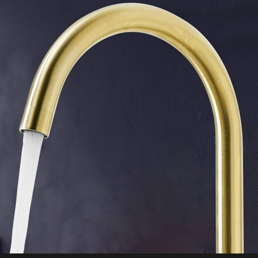 Maniglia Cucina Rubinetti spazzolato oro acciaio inox singola Foro Ruota rubinetto della cucina fredda, Acqua Calda LAVELLO Rubinetti