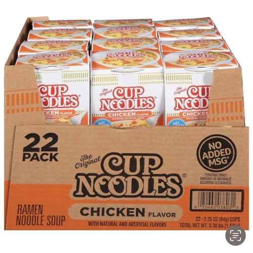 Nissins Cup Noodles, Chicken Flavor, 2.25 oz, 22 Count -
