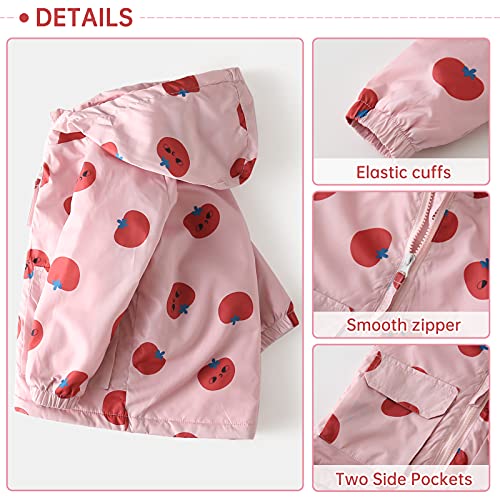 Image of Happy Cherry Kids Boys Girls Fleece Lined Windbreaker Jacket Fashion Prints Hoodie for Fall Winter