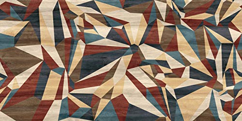 Image of DWELLSINDIA Wood Art Polygon Self Adhesive Peel and Stick PVC Wallpaper Waterproof, Scratch Resistant, Laminated (41CM X 244CM, Multicolor)