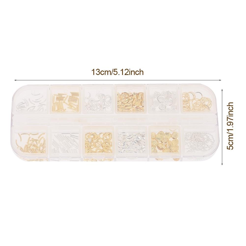 12 Siatka Mieszane Style Nail Art Decoration wydrążony metalowy powłoka Gwiazda Szpilki łańcuchowe DIY Akcesoria do paznokci sztuki dekoracji (02)