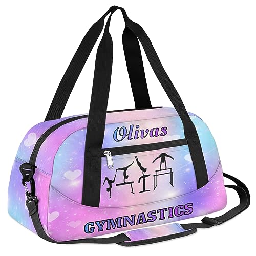 Personalized Dance Bag Gym Bag for Girl, Custom Sport Duffel Bag Weekender Bags Travel Duffel Bag Gymnastics Colorful Rainbow