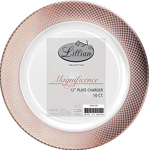 Platos Cargadores Redondos Oro Rosa 12" Paquete de 10 miniatura 2