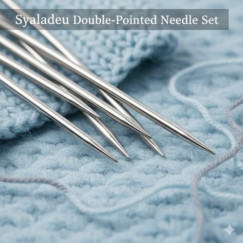 Image of Syaladeu Double Sided Aluminium Knitting Needles, 3.5mm Diameter, 23cm Length, Colour Silver, for Woolen Sweaters and Crafts, Doormat, Woolen Toys, Set of 4 Pieces, Number -10