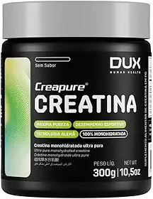 Creatina Creapure Monohidratada, Suplemento em Pó Sem Sabor para Ganho Muscular e Desempenho Esportivo, Hipertrofia, Força Energia Resistência, Suplementos Naturais 300g, Ultra Pura 100% DUX