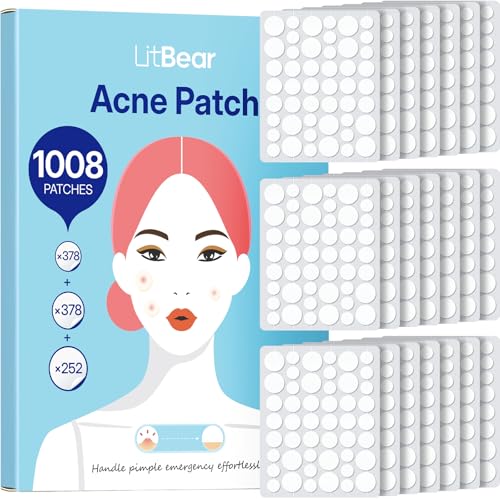 LitBear Pimple Patch Bulk, 1008 Patches 3 Size Acne Patches
