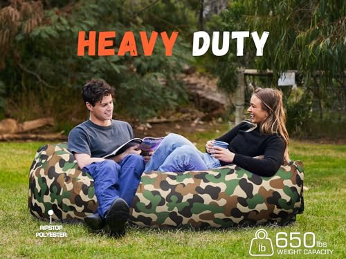 Image of WEKAPO Inflatable Sun Lounger, Air Sofa, Hammock, Portable, Waterproof and Leak-Proof, Ideal for Backyard, Beach, Travel, Camping, Picnics and Music Festivals