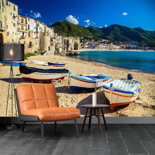 Papier Peint Salon Hôtel Luxe au Motif Paysage Insulaire