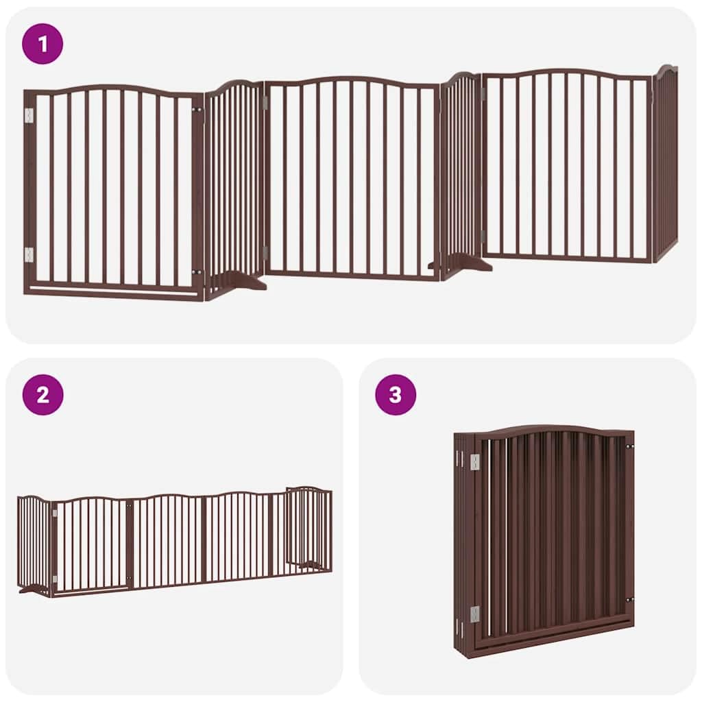 Genérico Puerta de Perros Plegable 6 Paneles Madera álamo marrón 480 cm,Productos para Mascotas,Productos para Mascotas,Productos para Perros,Casetas y cercados para perros-3155637