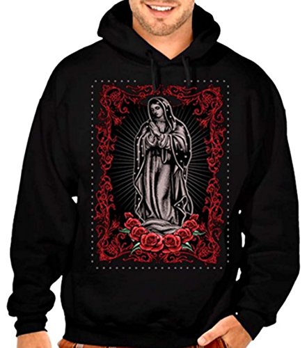 Virgin Mary Ring Of Roses Virgen De Guadalupe Hoodie Sweatshirt S-5XL (M, Black)