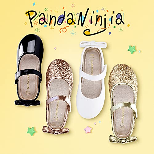 Pandaninjia Toddler/Little Kid Girl's Angela Dress Mary Jane Ballet Flats Bow Flower Girl Wedding Party Ballerina Flat Shoes (Gold Sequin, 11 M Us Little Kid) #TOP1