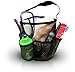 Mesh Shower Caddy + Large Comb. All-black Unisex Portable Hanging Mesh Quick Dry Shower Caddy with Handle, And One 8.5" Plastic Hair Comb with Two Side Tooth, by BlueSkyBos (All-black, 6" X 6" X 9")
