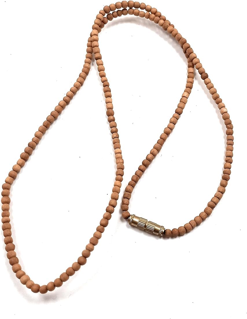 HC- Krishna Tulsi kanthi mala-3 round/Triple round neck White sandalwood rosary (2 mm bead size)-image-35