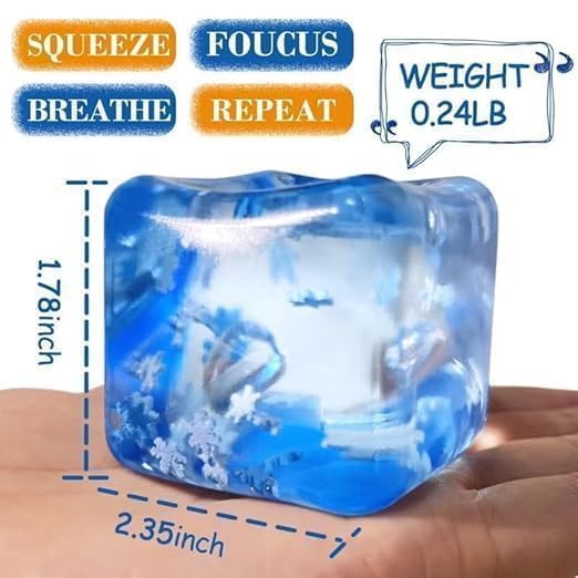 Image of Stress Ball Squishy | Nido Squishy | Slow-Rise Squishy Ice Cube Fidget Toy - Needoh, Blue, 4.5cm, Stress Relief Sensory Ball