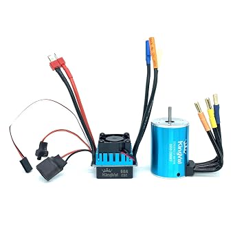 KingVal Replacement 3650 3900KV Sensorless Brushless Motor Shaft 3.175mm with 60A Brushless ESC Compatible with 1/10 RC Car