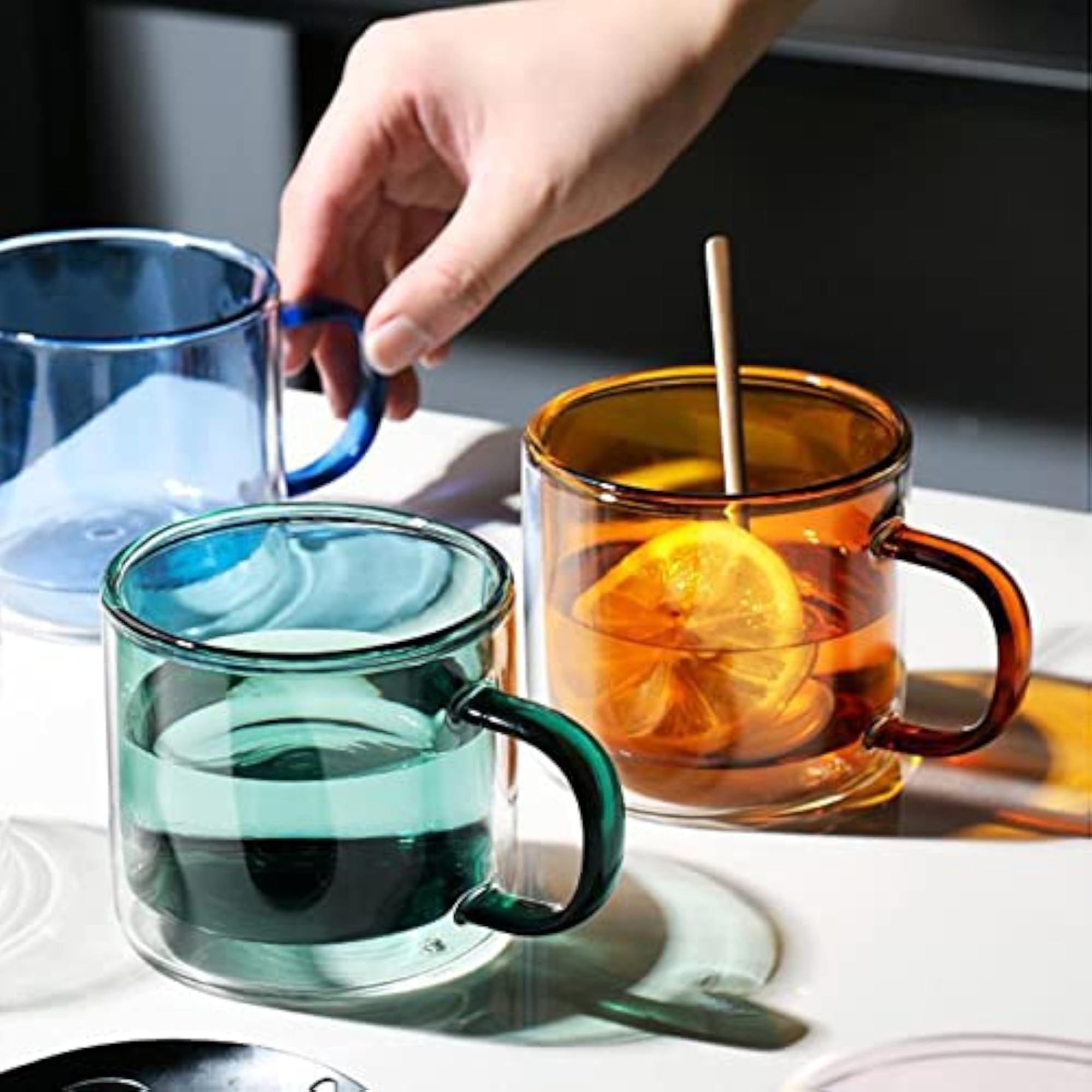 2pcs Double-Layer Glass Champagne Drinking Cups for Cafe