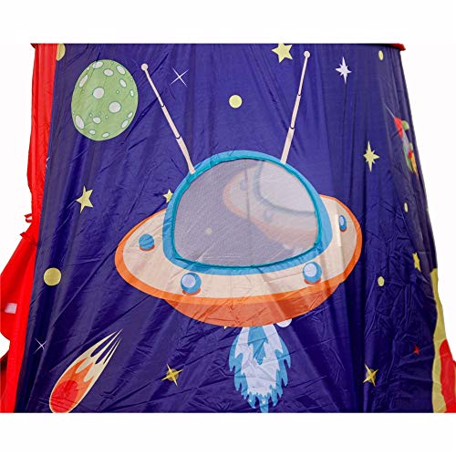 Play Tipi Tent Kinderen Indoor Speelhuis Kosmisch Kasteel Tent Opvouwbare Katoenen Canvas Tipi Fotografie Tipi Met Draagtas Voor Meisjes Jongens Baby's Peuter (Kleur: Blauw Rood, Maat: Zoals getoond) - Afbeelding 7
