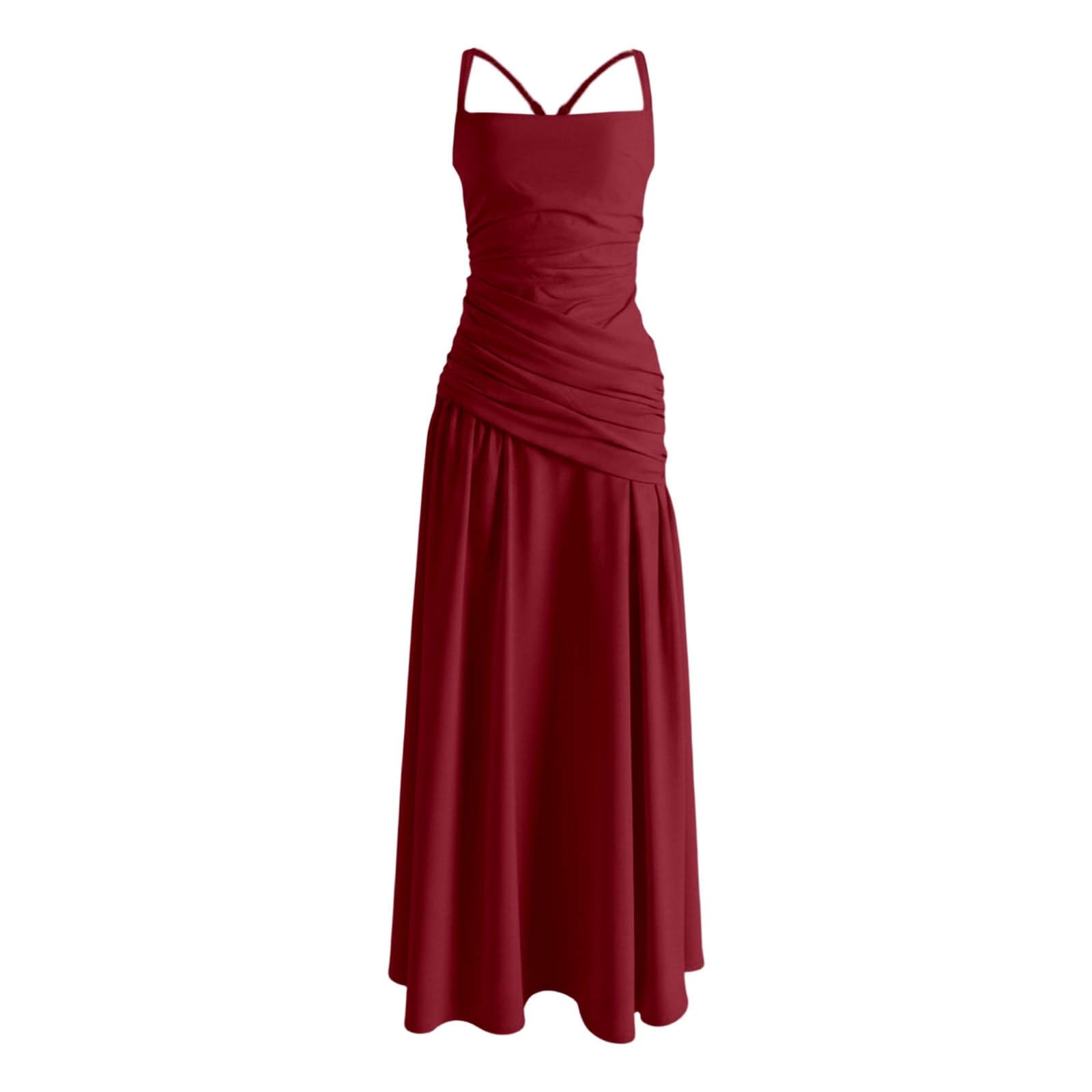 Robe de soirée pour femme - Dos nu - Robe de demoiselle d'honneur longue sans manches - Robe de bal sexy en mousseline de soie - Robe de loisirs élégante - Longue robe de cocktail - Robe longue
