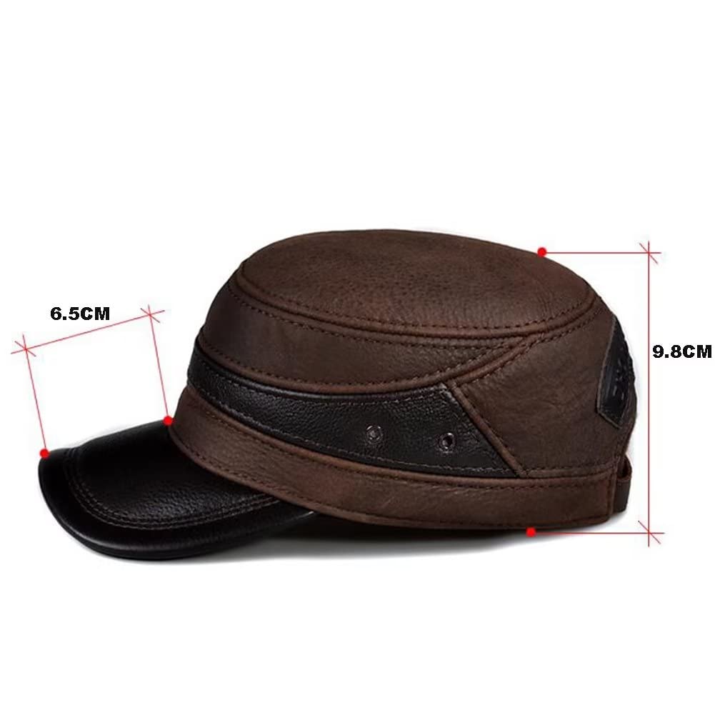 DongBao Cappello da Baseball in Pelle Regolabile Uomo Berretto da Sole con Paraorecchie Berretto Casual Autunno Inverno