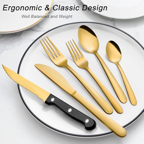 Pleafind 48-Pieces Gold Silverware Sets for 8, Stainless Steel Cutlery Set for Home Restaurant 23.98 + 50% Off Code HAPYE1PL - image 6