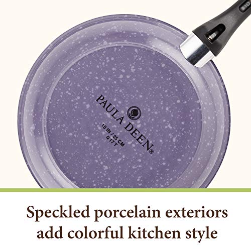 Paula Deen 16986 Riverbend Nonstick Cookware Pots and Pans Set, Aluminum, Lavender Speckle 4 Gallery Image