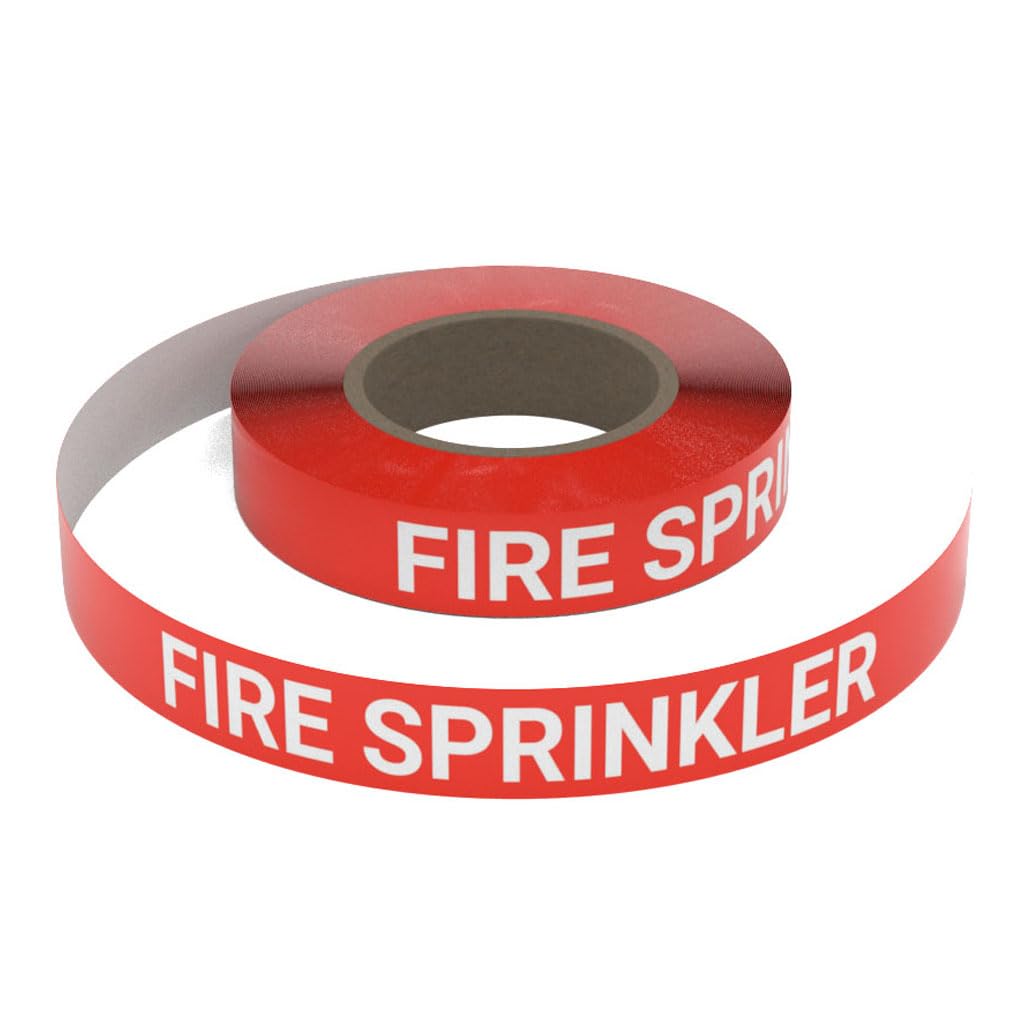 Fire Sprinkler (Red) SSINLINE Pipe Marking Roll - 1" x100' - Pipes 1.5" - 2.4" O.D. No Arrows