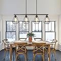 Dining Roon Light Fixtures, Kitchen Island Chandeliers Over Table, 4-Light Modern Farmhouse Pendant Lights Kitchen Island Lighting, Ceiling Hanging Dining Room Lights Over Table With Adjustable Height