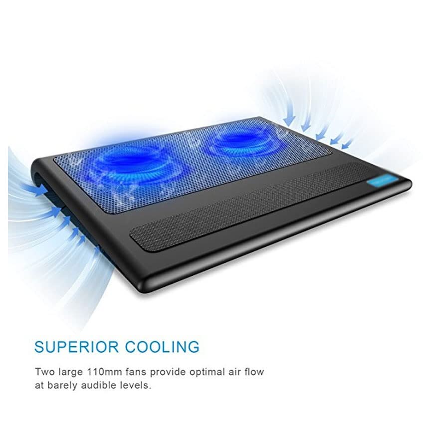 Base refrigeradora para laptop ligera y compacta, fácil de transportar, compatible con laptops de 12 a 16 pulgadas, con puerto USB adicional y ventiladores integrados - Negro miniatura 2