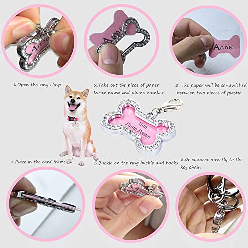 Dog Tag Clips, 2 Pack Stainless Steel Quick Clip with Double Rings + Bone Shape Dog ID Tag, Metal Keychain Key Clip DIY Dog Cat Tags Holder for Collars Harnesses Dog Tag Clips, 2 Pack Stainless Steel Quick Clip with Double Rings + Bone Shape Dog ID Tag, Metal Keychain Key Clip DIY Dog Cat Tags Holder for Collars Harnesses
