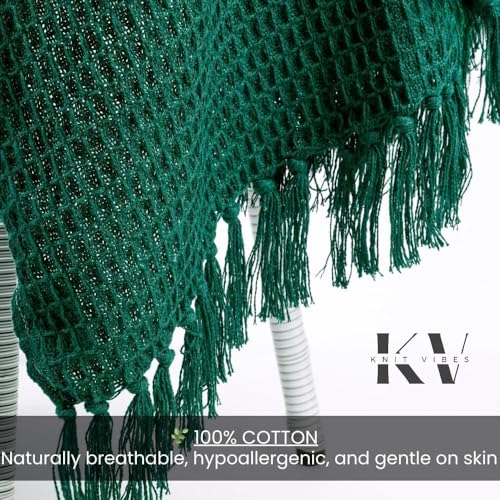 Image of 100% Cotton Waffle Weave Sofa Throw Blanket 50x60 Inches or 125x150 cms Lightweight, Soft & Breathable Couch, Bed or Chair Throw Blanket for Living or Bedroom, Bottle Green