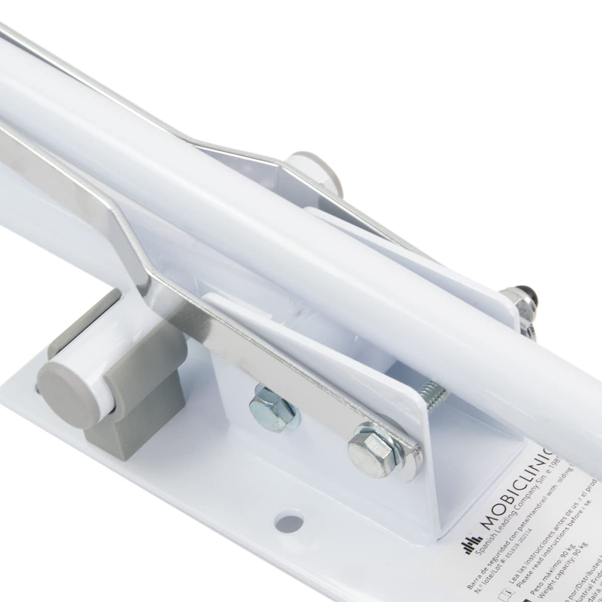 Mobiclinic, Barra auxiliar para baño, Cimbra, Marca española, Abatible de minusválidos, Doble asidero con pie, Apoyo mayores altura regulable, 15x75 cm