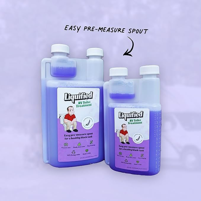 Image of Liquified RV Toilet Treatment Bundle- Black Holding Tank Digester - Odor Eliminator - Lavender Scent - Matts RV Reviews (Lavender, 32oz, 3 Pack)