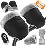 KIDIZ® Handwärmer Kinderwagen Handschuhe Handmuff Kinderwagenmuff mit warme Plüschmaterial Fleece und Baumwolle Innenseite Wasserdicht Winddicht Handwärmer Universalgröße für alle Kinderwagen Buggy