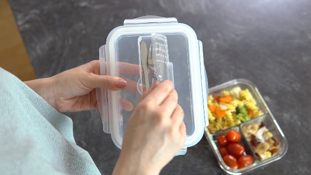 9 Boîtes Lunch 3 Compartiments Avec Couvercles, Préparation Repas, Plastique Noir