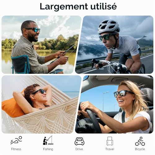 HiBloks Lot de 4 clips polarisés pour lunettes Ray-Ban Meta Wayfarer et Gen 2 (RW4008/RW4012 Large 53-22), monture noire mate pour lunettes intelligentes Rayban Meta Gen 2 (noir + vert + argent + bleu – vue 6