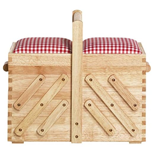 Boîte à couture en bois, Dessus en tissu | Medium 36 x 30 x 19 cm 612547