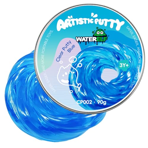 WATERELF Transparent Putty Slime for Kids Fidget Sensory Artistic Therapy Putty Toys for Boys Girls Adults Stress Relief Non-Sticky 3.11 Inch 3.2 Oz Blue