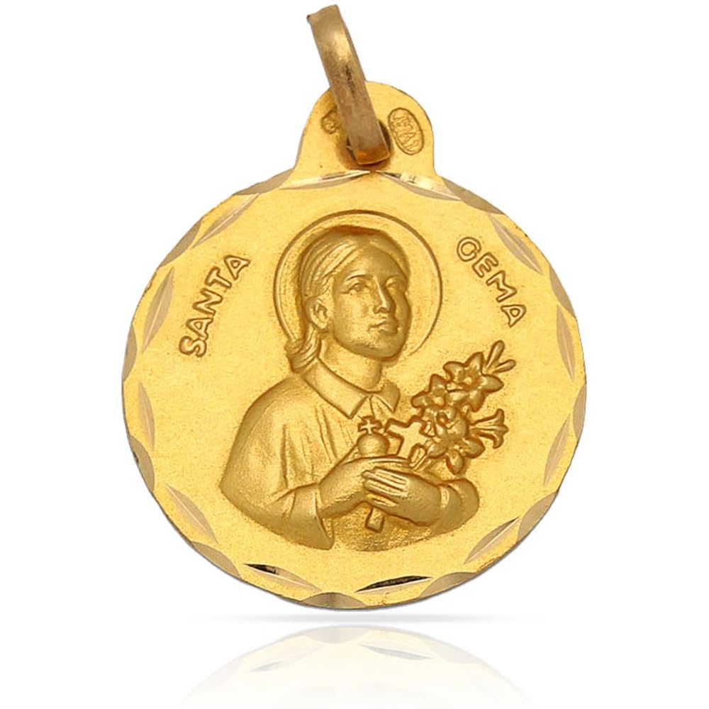 Medal Świętego Klejnotu, srebro wysokiej próby 925, pozłacane, okrągłe 19 mm, religijny wzór z tłoczeniem, z pudełkiem upominkowym