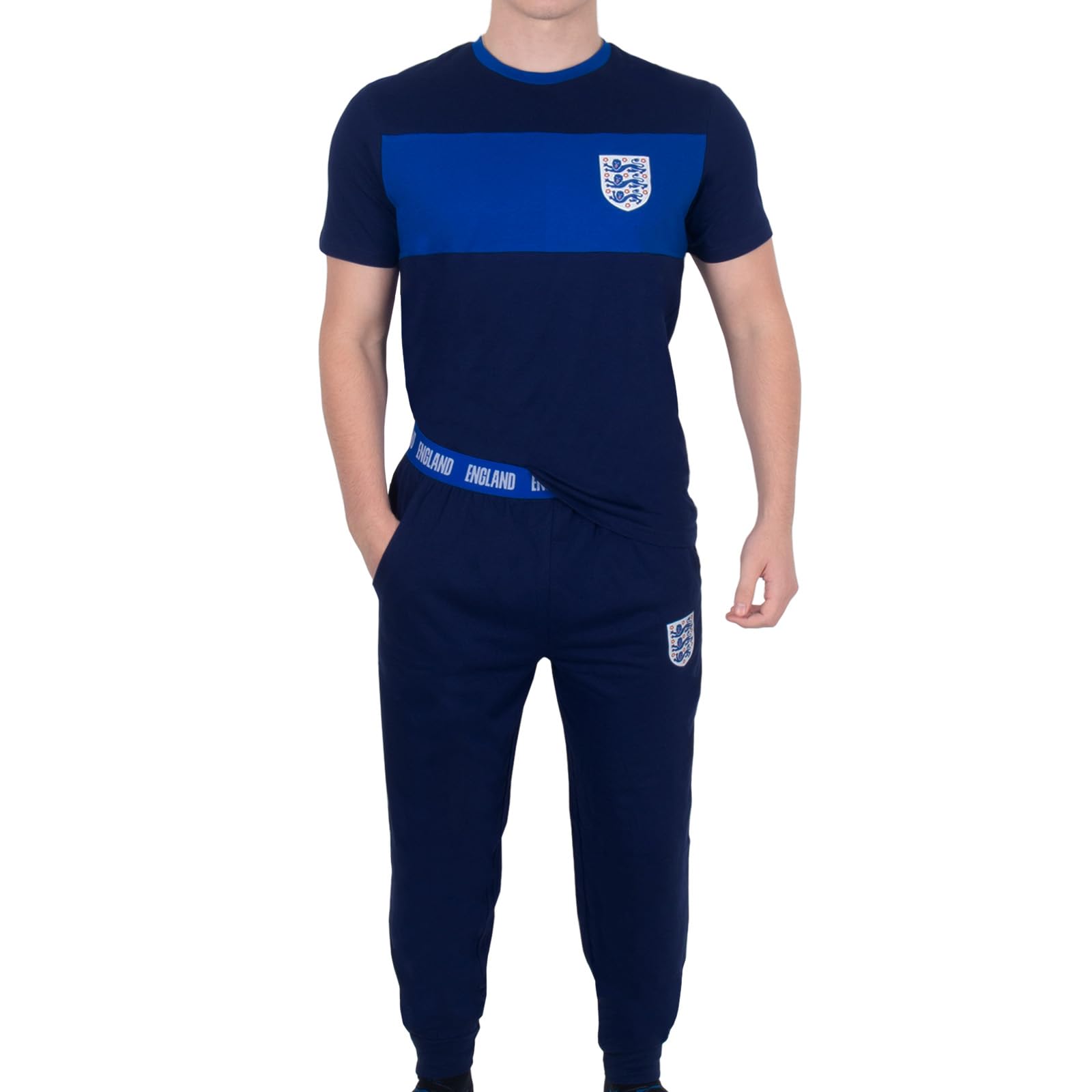 England Men's Pyjamas Official Premium Loungewear Set Navy Blue Size Medium