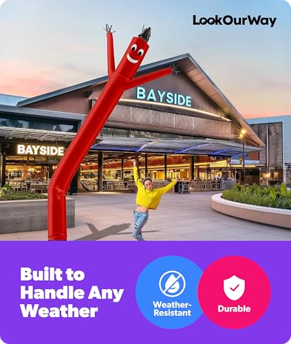 Image of LookOurWay Air Dancers Inflatable Tube Man Attachment - 20 Feet Tall Wacky Waving Inflatable Dancing Tube Guy for Business Promotion - Blower Not Included - Red