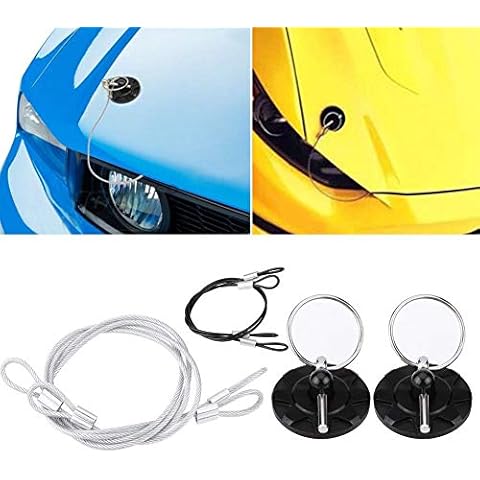 GOTOTOP Hood Pin Kit 2pcs Universal CNC Billet Aluminum Racing Bonnet Hood Pin Lock Appearance Kit Black for Any Vehicle, Truck, SUV Cover