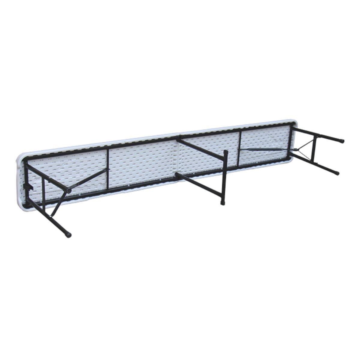 Lot de 2 Bancs de Jardin Pliables Blancs 180 x 28 x 43.5H cm Banc Exterieur Interieur Camping Réception